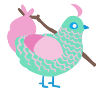A mint and pink chicken with a lace pattern