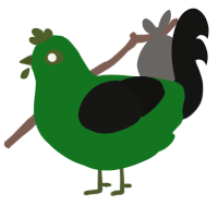 A leaf and black chicken