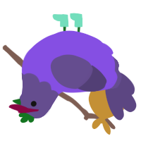 Goob, a blurple and overcast chicken with a head pattern