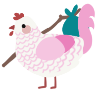 A white and pink chicken with a lace pattern