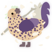 A ultramarine and lime chicken with a speckle pattern