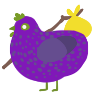 A violet and overcast chicken with a speckle pattern