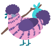 A pink and overcast chicken with a bar pattern
