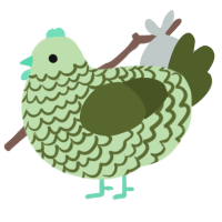 A gluppy and olive chicken with a lace pattern