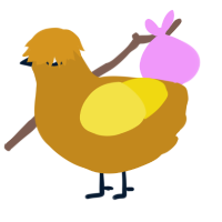 A ochre and yellow chicken