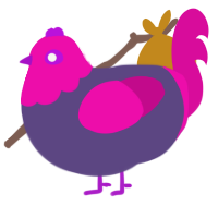 Binomi, a overcast and fuchsia chicken with a head pattern