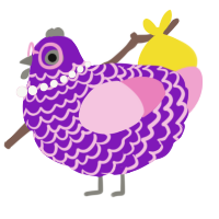 A violet and pink chicken with a lace pattern