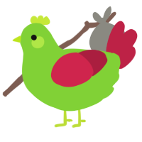 A grass and crimson chicken