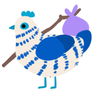 A cream and ultramarine chicken with a bar pattern