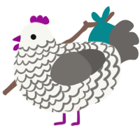 A white and grey chicken with a lace pattern