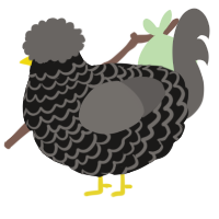A sable and grey chicken with a lace pattern