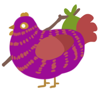 A plum and red chicken with a bar pattern