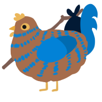 A brown and sapphire chicken with a bar pattern