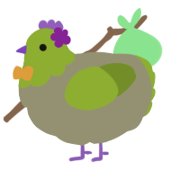 A ash and chartreuse chicken with a head pattern