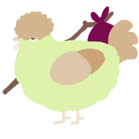 A apple and beige chicken