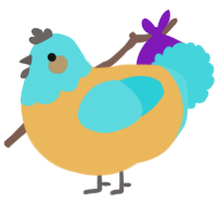 A honey and aqua chicken with a head pattern