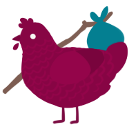 A maroon chicken with a lace pattern