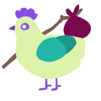 A apple and turquoise chicken