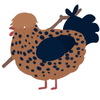 A brown and tumblr chicken with a speckle pattern