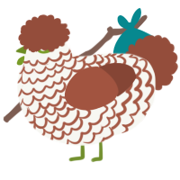 A white and russet chicken with a lace pattern