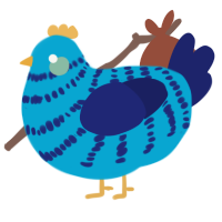 A cerulean and navy chicken with a bar pattern