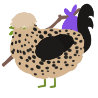 A beige and sable chicken with a speckle pattern