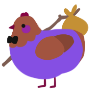 A blurple and russet chicken with a head pattern