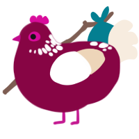 A maroon and cream chicken with a neck-speckle pattern