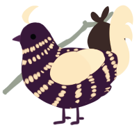 A gluppy and tumblr chicken with a bar pattern