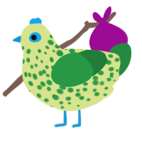 A lemon and viridian chicken with a speckle pattern