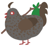 A grey and bark chicken with a speckle pattern