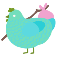 A mint and aqua chicken with a lace pattern