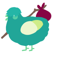 A turquoise and apple chicken
