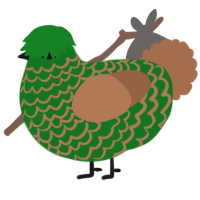 A leaf and brown chicken with a lace pattern
