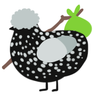 Stitch, a black and silver chicken with a speckle pattern