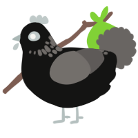 A black and grey chicken with a neck-speckle pattern