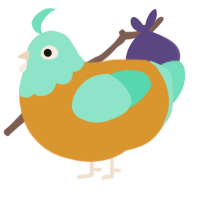A orange and mint chicken with a head pattern