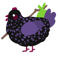 A black and overcast chicken with a speckle pattern