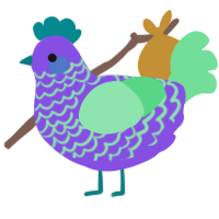 A blurple and spring chicken with a lace pattern