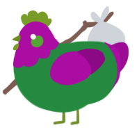Barney, a viridian and plum chicken with a head pattern