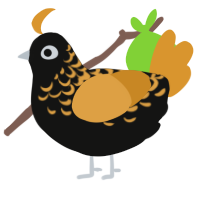 A black and orange chicken with a half-lace pattern