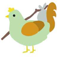 A gluppy and ochre chicken