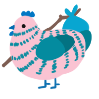 A rose and sea chicken with a bar pattern