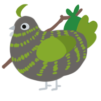 A grey and chartreuse chicken with a bar pattern