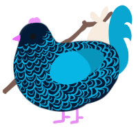 A tumblr and cerulean chicken with a double-lace pattern