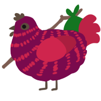 A wine and crimson chicken with a bar pattern