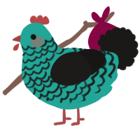 A turquoise and sable chicken with a lace pattern