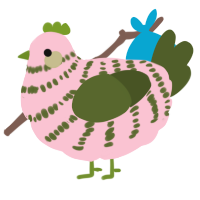 A rose and olive chicken with a bar pattern