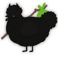 A black and sable chicken with a double-lace pattern