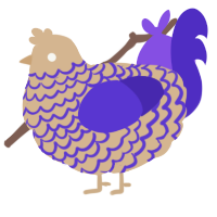 A beige and indigo chicken with a lace pattern